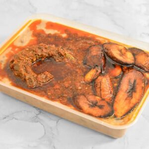Ewa Agoyin (Beans) + Plantain With Pepper Sauce